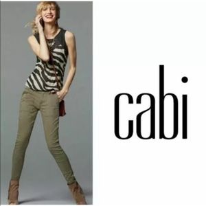 CAbi #3199 The Scout Stretch Chino Pants Size 6 Olive Acorn Green Skinny #e28